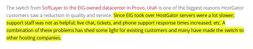 EIG  server complain on a blog
